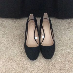 A New Day Black Suede Wedges